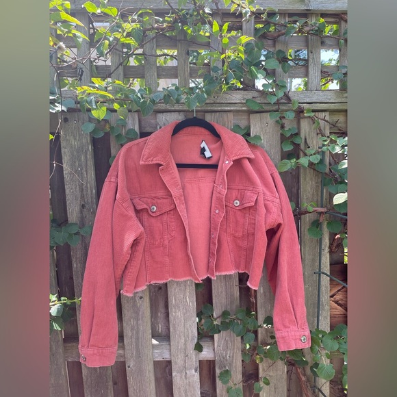 Red Corduroy Cropped Jacket - Picture 4 of 5